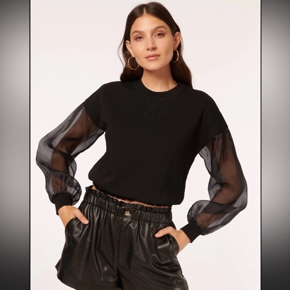 Cami Nyc Valeria Cotton Silk Sweatshirt In Black